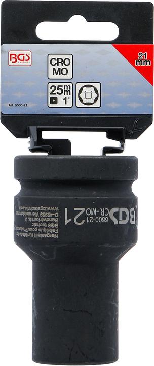 Produktbild BGS Kraft-Steckschlüssel-Einsatz Sechskant, tief Antrieb Innenvierkant 25 mm (1") SW 21 mm (21 mm)