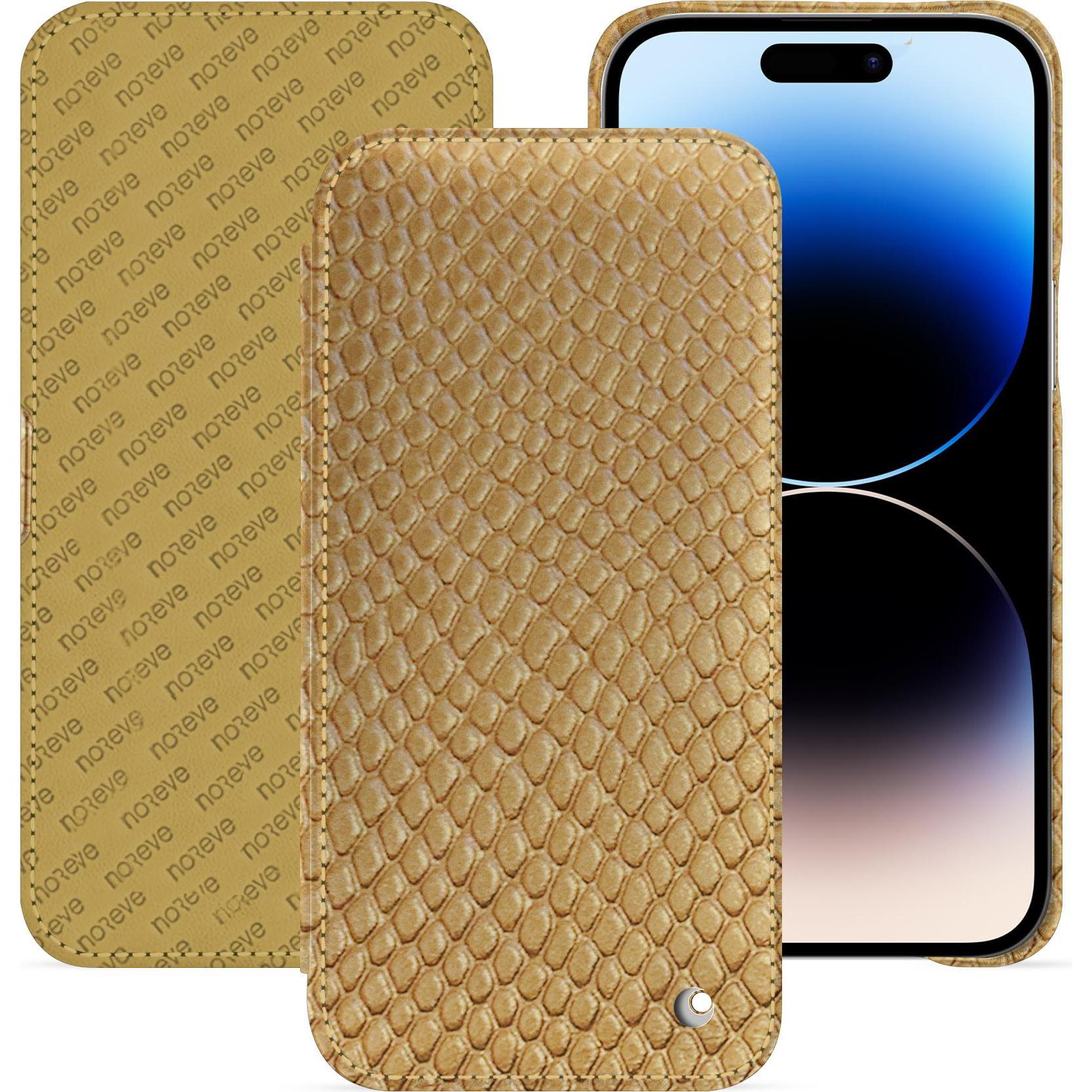 Noreve Lederschutzhülle horizontal (Apple iPhone 15 Pro Max), Smartphone Hülle, Beige