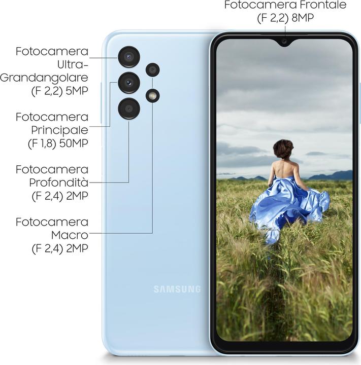 Actual product image Samsung Galaxy A13 (64 GB, Light blue, 6.60", Dual SIM, 50 Mpx, 4G)