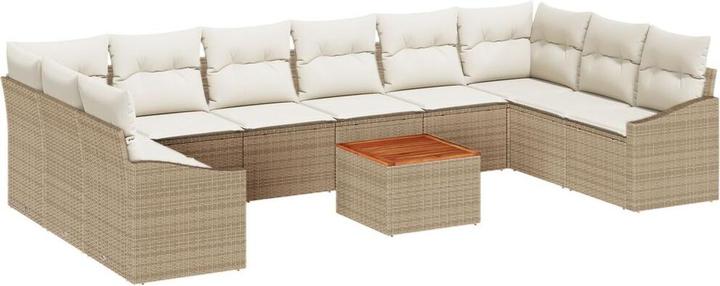 Image du produit vidaXL Ensemble de salon de jardin 11 pièces avec coussins Beige Poly Rattan