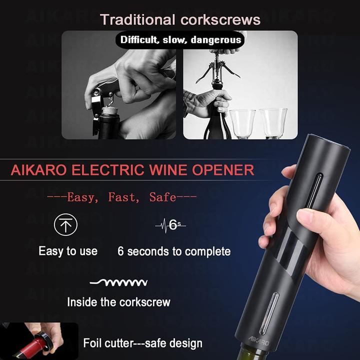 Actual product image Aikaro Electric corkscrew, basic set with rechargeable battery (Electric corkscrew)