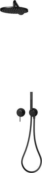 Keuco IXMO shower set 3 single lever mixer, 2 consumers with shower holder and overhead shower, roun