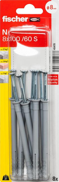 Actual product image Fischer Nail anchor N 8x100/60 S K (8 pcs.)