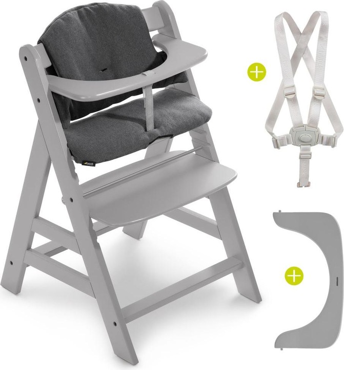 Produktbild Hauck Hochstühle Hochstuhl Alpha Plus Grau im Sparset inkl. Sitzkissen (Hochstuhl Sitzerhöhung)