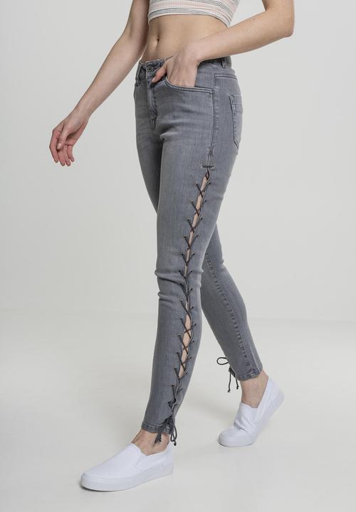 Actual product image Urban Classics Ladies Denim Lace Up Skinny Pants (27)