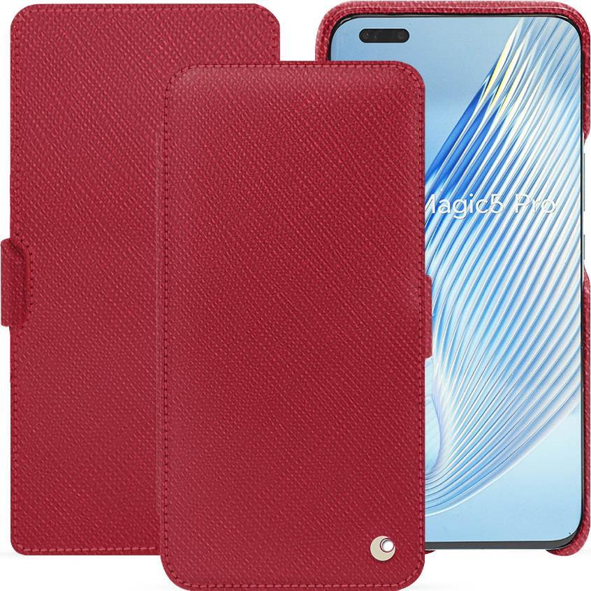 Noreve Lederschutzhülle horizontal (Honor Magic5 Pro), Smartphone Hülle, Rot