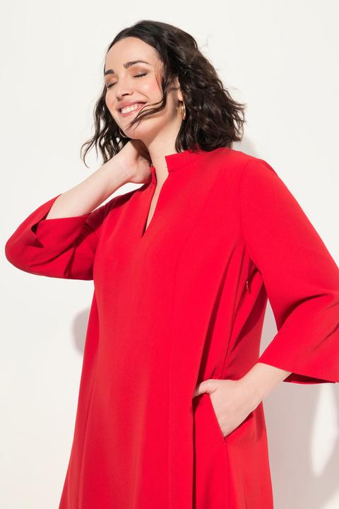 Produktbild Ulla Popken Midikleid, Stehkragen, V-Ausschnitt, 3/4-Arm, Taschen (60)