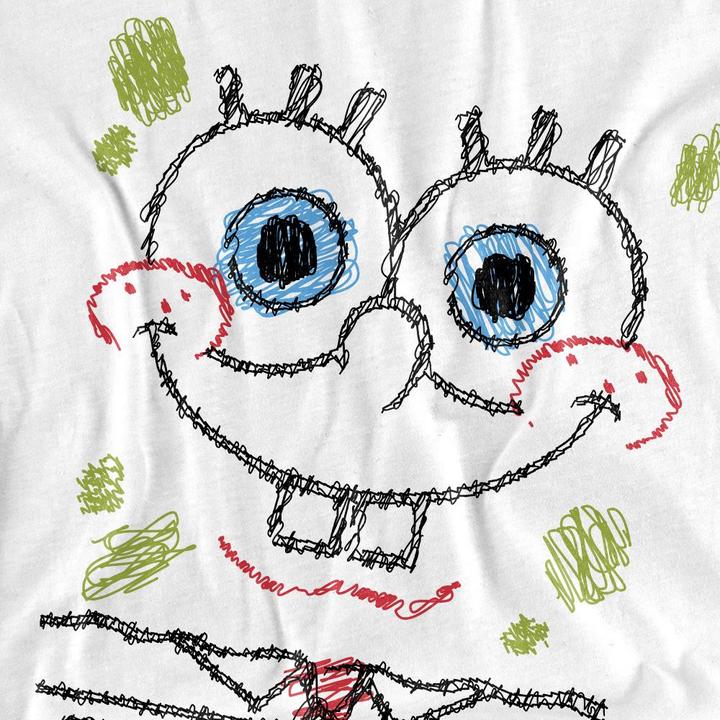 Actual product image Spongebob Squarepants Unisex Adult Scribble Smile T-Shirt (XXL)