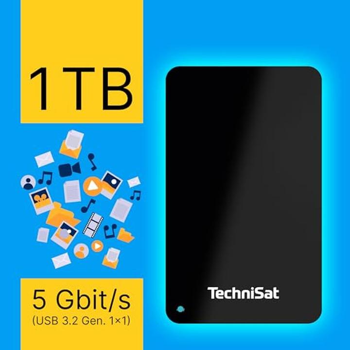 Produktbild TechniSat STREAMSTORE 24-2,5 Zoll USB 3.2 Festplatte mit 1 TB Speicherplatz und LED Anzeige (1000 GB (1 TB)