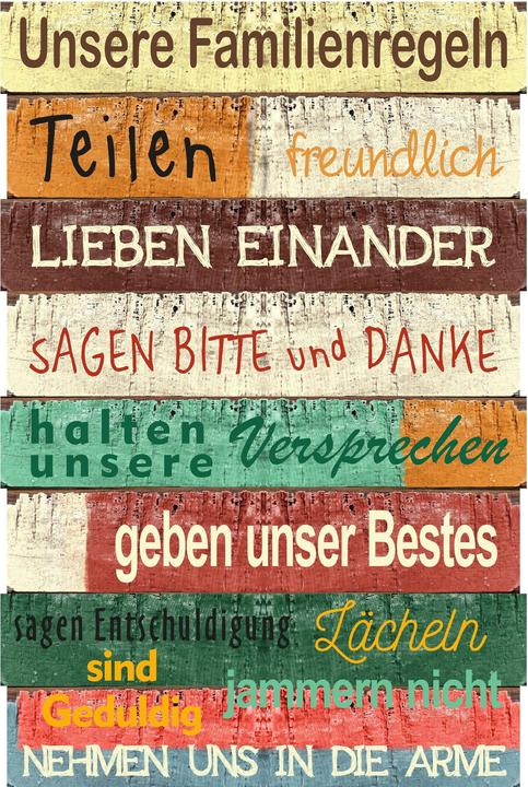 FT Holzschild Familienregeln (40 x 60 cm)