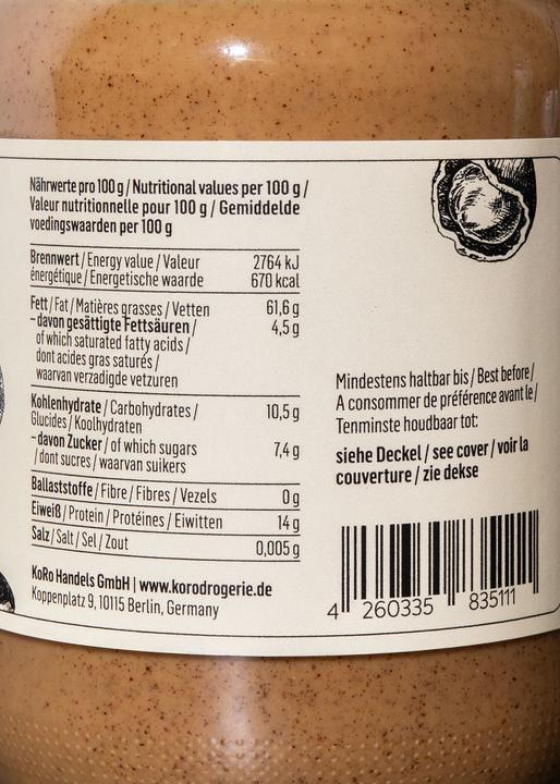 Nutritional values and ingredients KoRo Hazelnut puree (500 g)