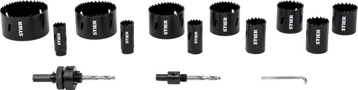 Produktbild Stier Lochsägen-Set HSS-Co8 Bimetall, 44mm Schnitttiefe, 14-teilig (20, 22, 25, 32, 35, 40, 44, 51 (20 mm, 22 mm, 25 mm, 32 mm, 35 mm, 40 mm, 44 mm, 51 mm, 60 mm, 68 mm, 76 mm)