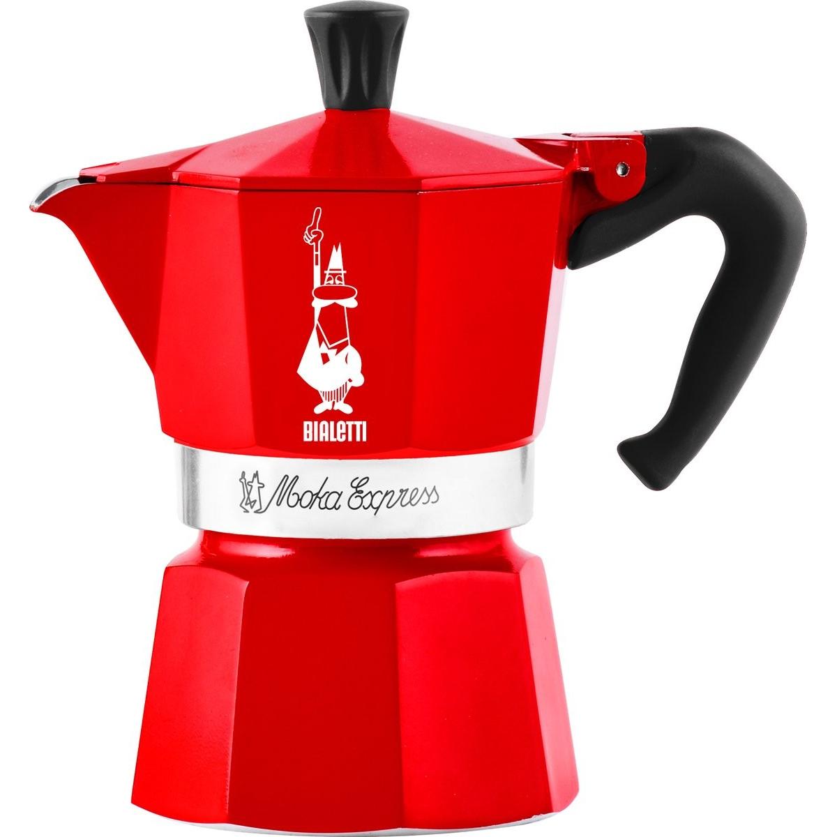 Bialetti Moka Express schiaccianoci 6tz, Caffettiera moka, Rosso