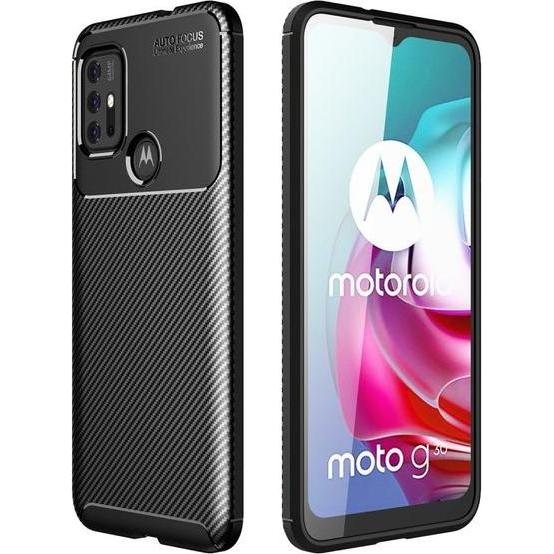 MU Style Carbon Fiber TPU Softcase Series (Motorola Moto G30), Smartphone Hülle, Schwarz