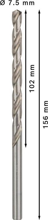 Image du produit Bosch Professional Zubehör Foret hélicoïdal PRO Metal HSS-G, 7,5 x 102 x 156 mm (7,5 mm)