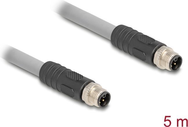 Actual product image Delock M12 cable L-coded 5 pin plug to plug PUR schl