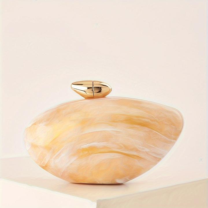 Actual product image Only-Bags.Store Elegant marble bag with magnetic fastening and detachable chain - vintage-inspired evening bag