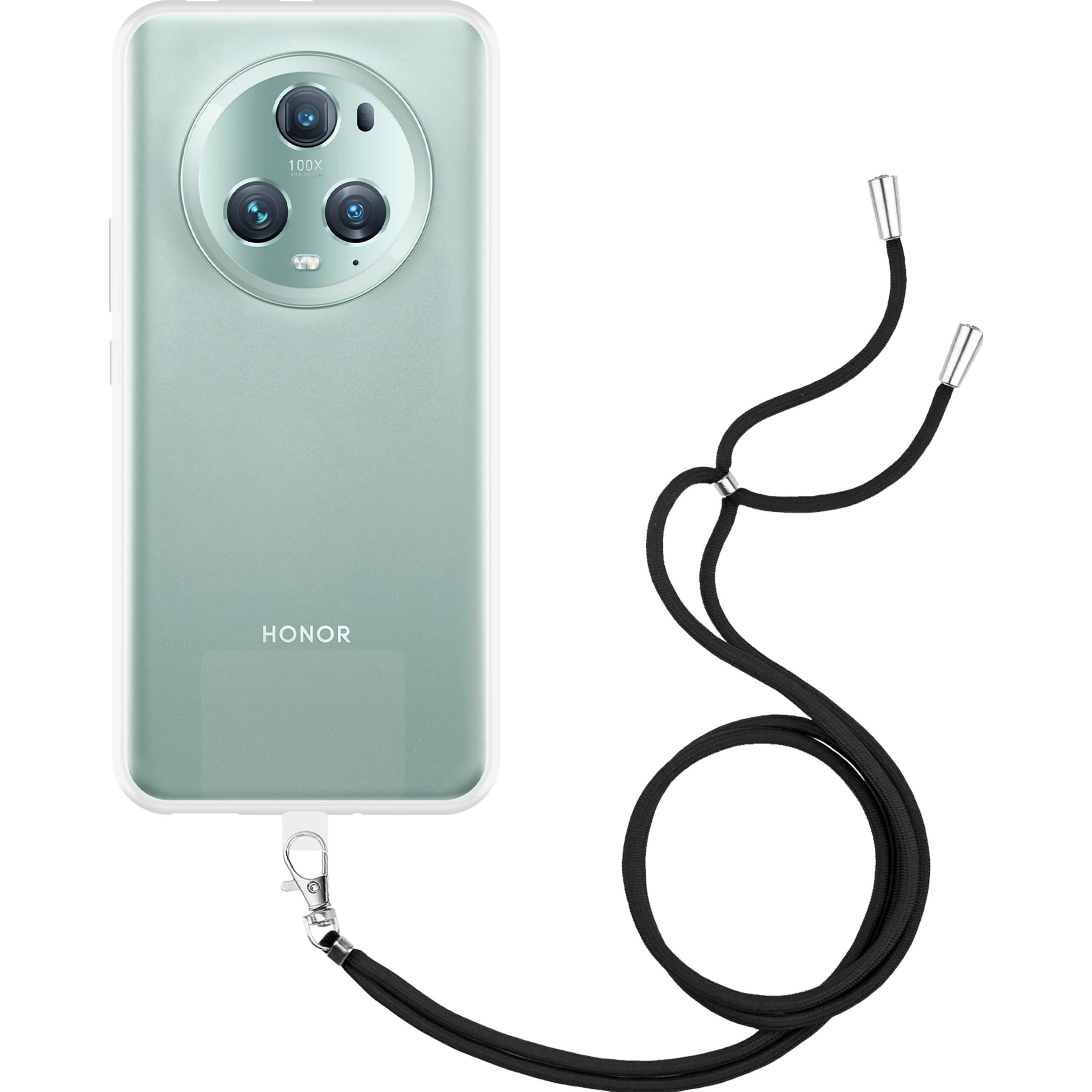 Cazy Handykette Hülle Kompatibel mit Honor Magic5 Pro - Silikon Handyhülle mit Band Necklace Hülle -, Handykette, Transp...