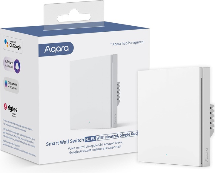 Produktbild Aqara Smart Wall Switch H1 Weiss With Neutral, Single Rocker (Zigbee)