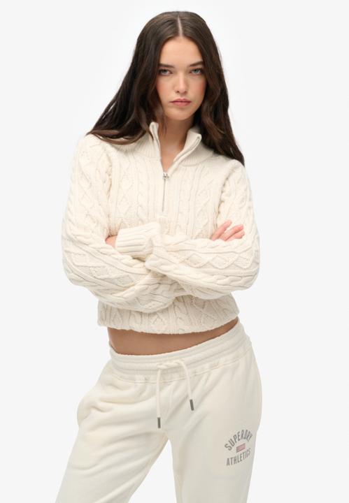 Produktbild Superdry Schmaler Strickpullover mit halbem Reissverschluss und Zopfmuster (XXS)