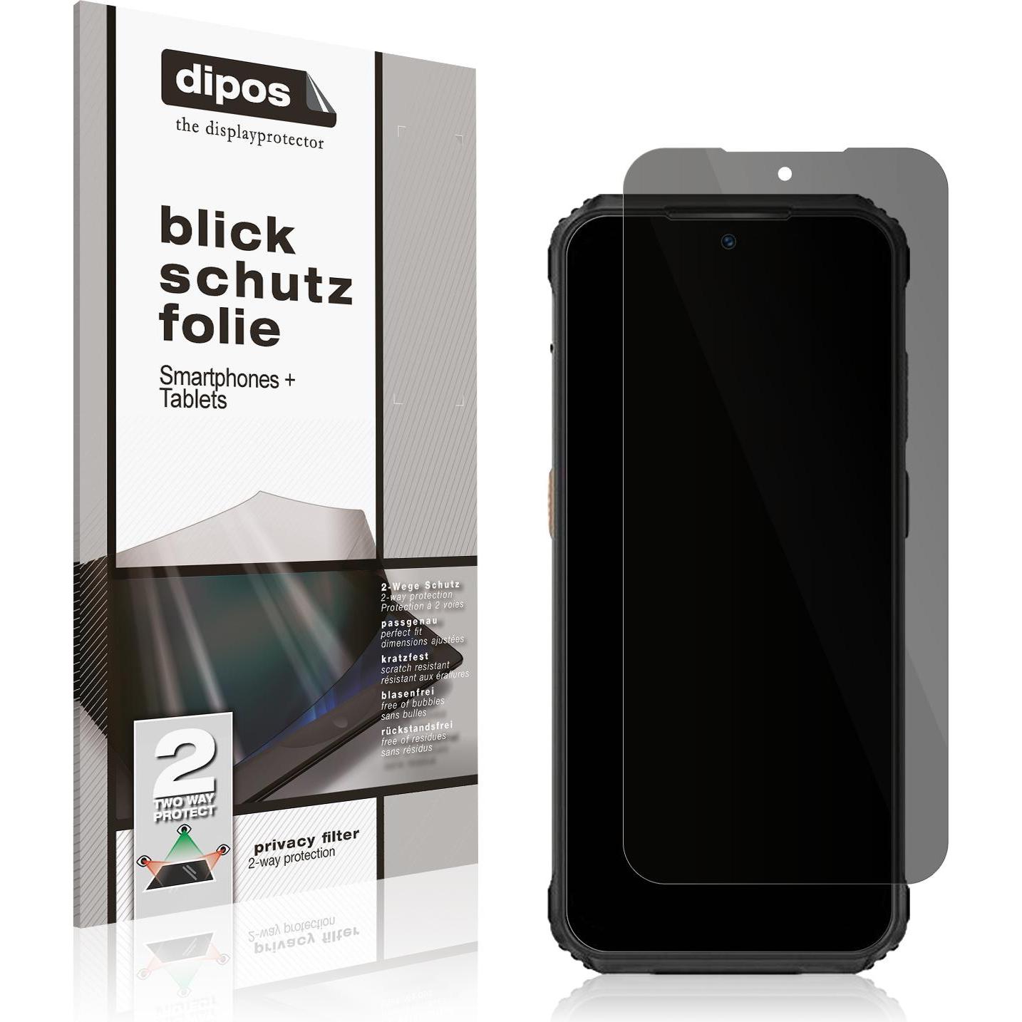 Dipos Blickschutzfolie 2-Way Anti-Shock (1 Stück, Ulefone Armor 21), Smartphone Schutzfolie, Transparent
