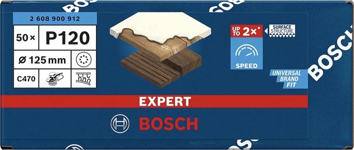 Produktbild Bosch Professional Zubehör EXPERT C470 Schleifpapier mit 8 Löchern für Exzenterschleifer, 125 mm, G 120, 50-tlg. (120)