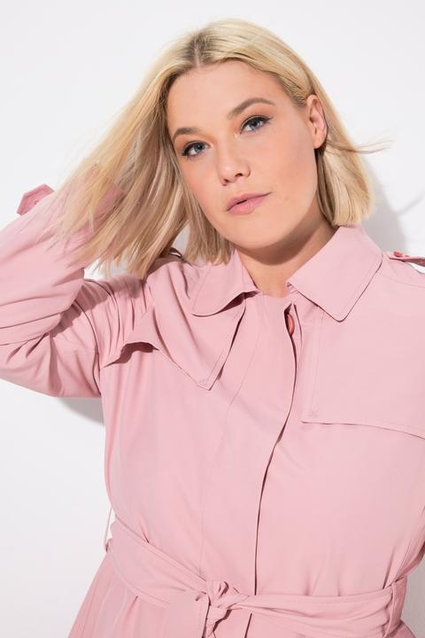 Image du produit Ulla Popken Trench-coat à coupe évasée, col chemise et ceinture nouée (46, 48)
