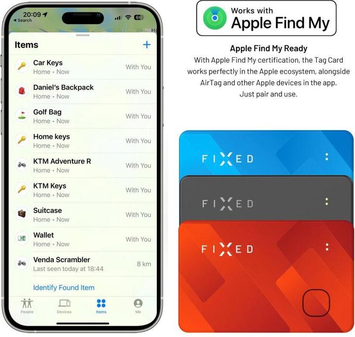 Produktbild Fixed FIXTAG-CARD-BL Bluetooth-Tracker Blau (iOS)