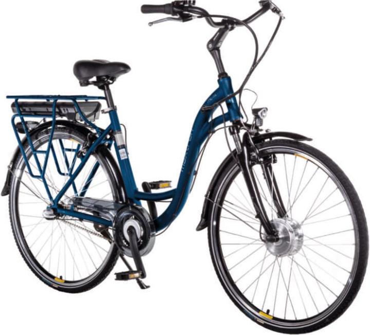 Actual product image Maxtron City e-bike with 3 gears and front wheel motor.