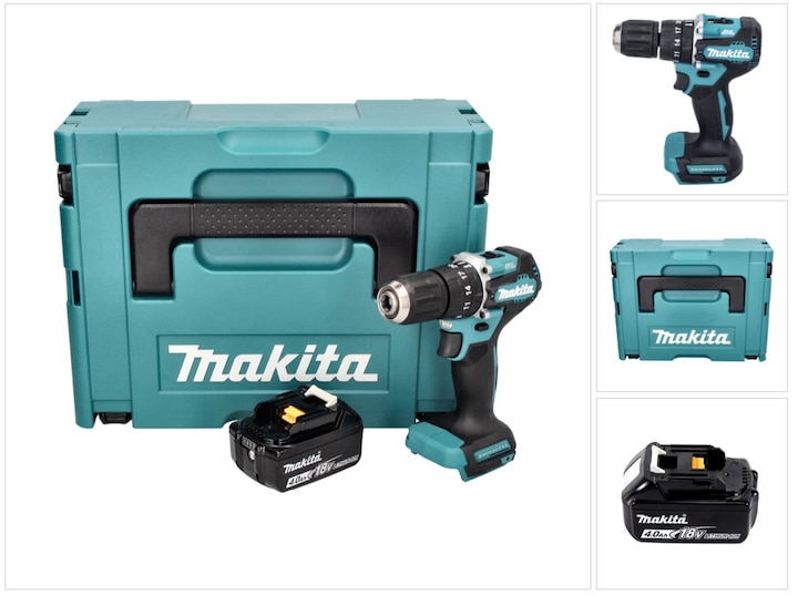 Produktbild Makita DHP 487 M1J Akku Schlagbohrschrauber 18 V 40 Nm Brushless + 1x Akku 4,0 Ah + Makpac - ohne La (Akkubetrieb)