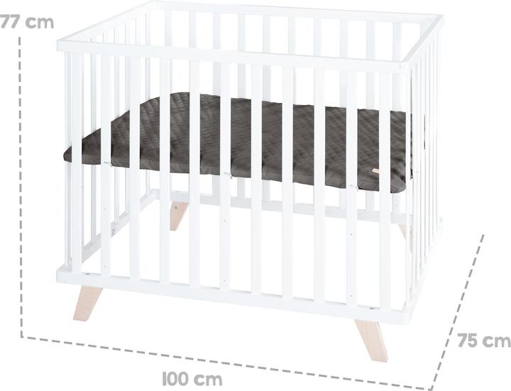 Produktbild Roba Laufgitter 75x100 cm mit Holzfüssen Graphite gesteppt (73 cm, 98.50 cm, MDF, Buche)