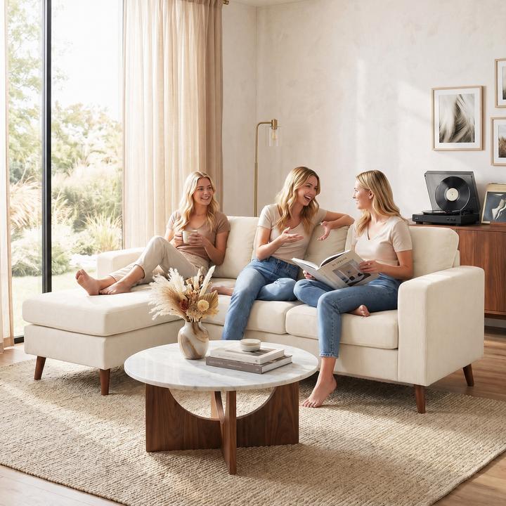 Immagine prodotto Homcom Ecksofa Polyester Cremeweiss (Divano ad angolo)