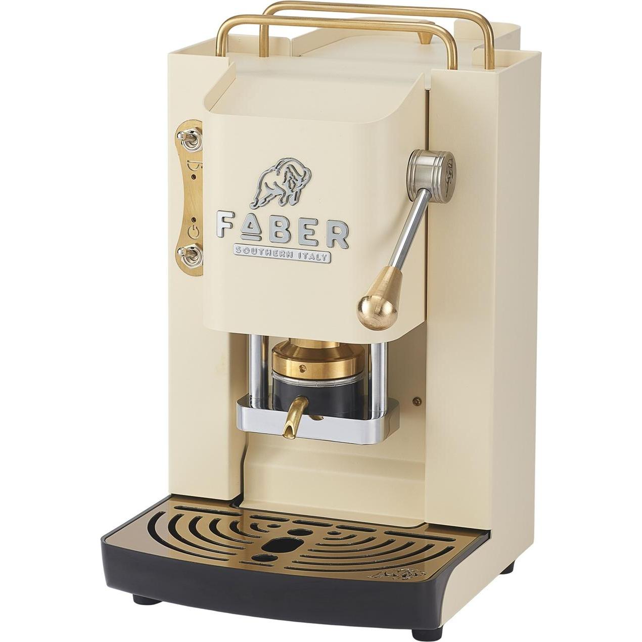Faber Pro Deluxe Old British Heritage Weiss Messing, Macchina da caffè a capsule, Bianco, Marrone