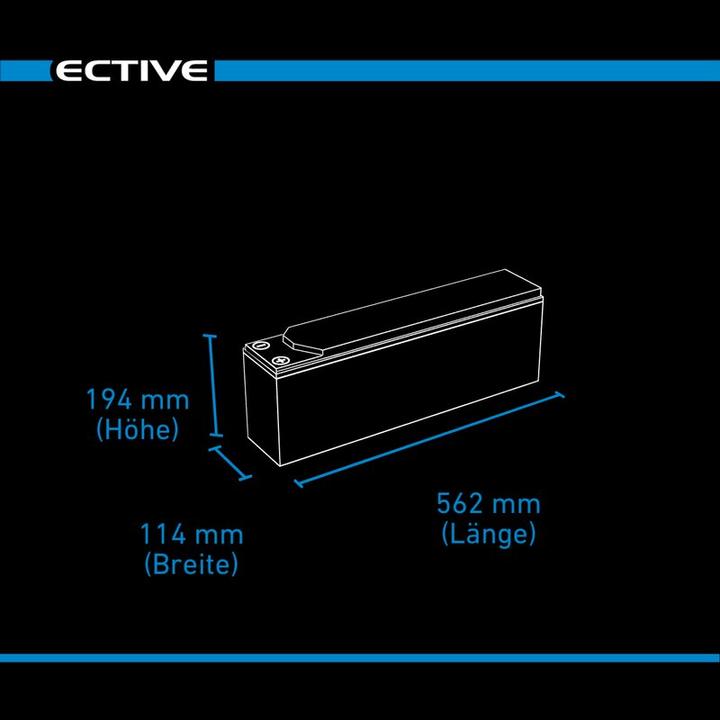 Image du produit Ective Batterie AGM 100Ah 12V Deep Cycle Slim Front Terminal Batterie d'alimentation (12 V, 100 Ah)