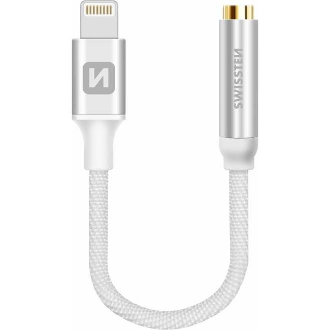 Swissten Lightning / 3.5mm Audioadapter (3.5mm Klinke, Lightning), Mobilgerät Adapter, Silber