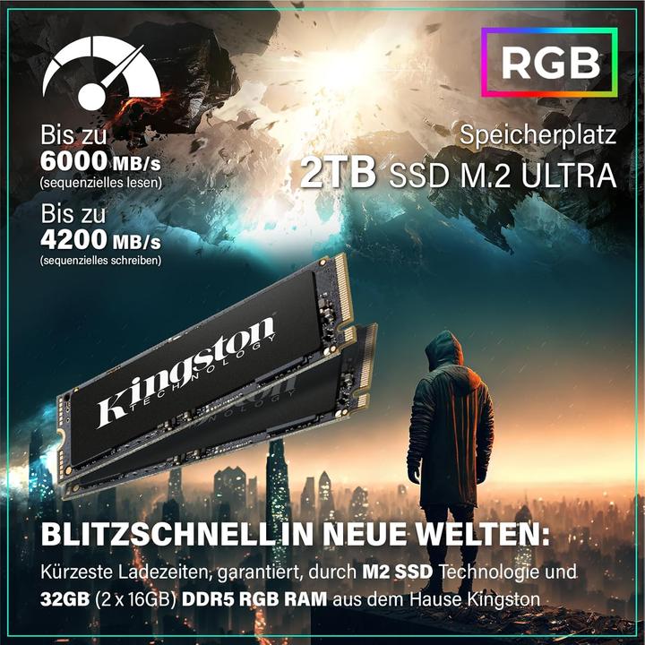 Produktbild Greed MK5 AMD PRO - Gaming PC - RTX 5080 & DDR5 (2000 GB, 32 GB, AMD Ryzen 7 7800X3D, GeForce RTX 5080)