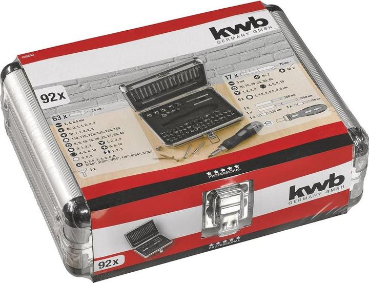 Produktbild kwb 92-Teiliges Bitsortiment Im Alukoffer (Innensechsrund TX)