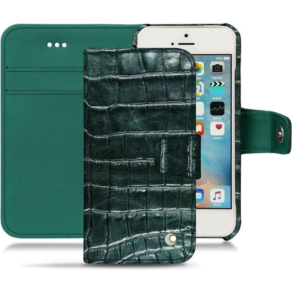 Noreve Lederschutzhülle Wallet (Apple iPhone SE), Smartphone Hülle, Grün