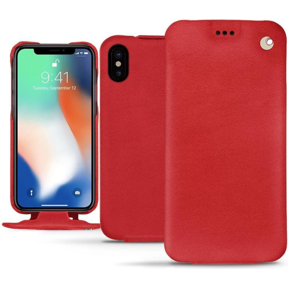 Noreve Lederschutzhülle vertikal (Apple iPhone XS Max), Smartphone Hülle, Rot