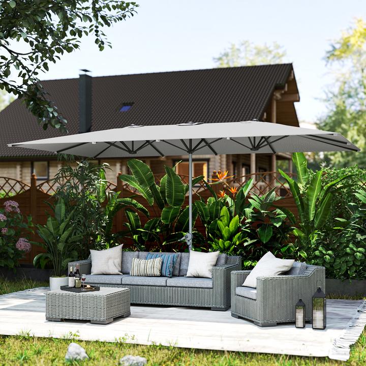 Image du produit Outsunny Doppelsonnenschirm Aluminium, Polyester Dunkelgrau (2.64 m)