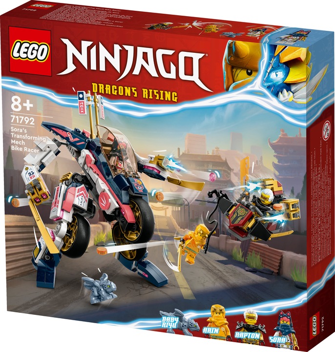 Actual product image LEGO Ninjago Sora's Mech transforms into a racing bike (71792). (71792, LEGO Ninjago)