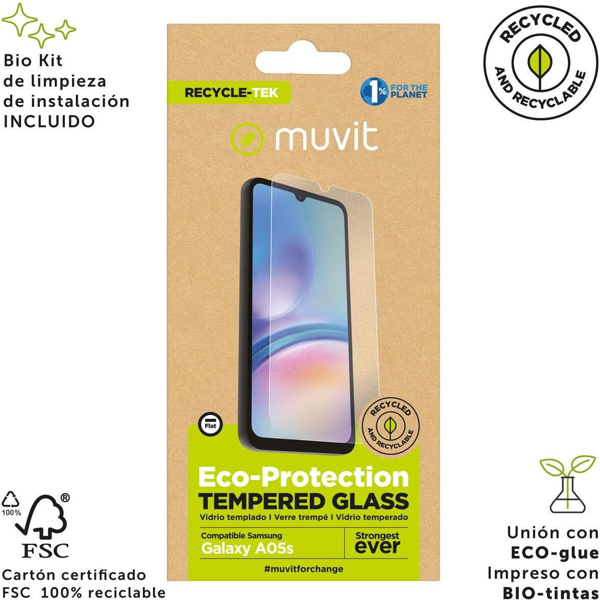 [n]fibrecare Bildschirmschutz fürs Handy Muvit for Change Galaxy A05S (Samsung Galaxy A05s), Pellicola protettiva smartphone, Trasparente