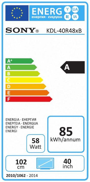 Energie-Label Sony Kdl-40r485b (40", LCD, Full HD)