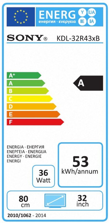 Energie-Label Sony Kdl-32r435b (80", LCD, HD)