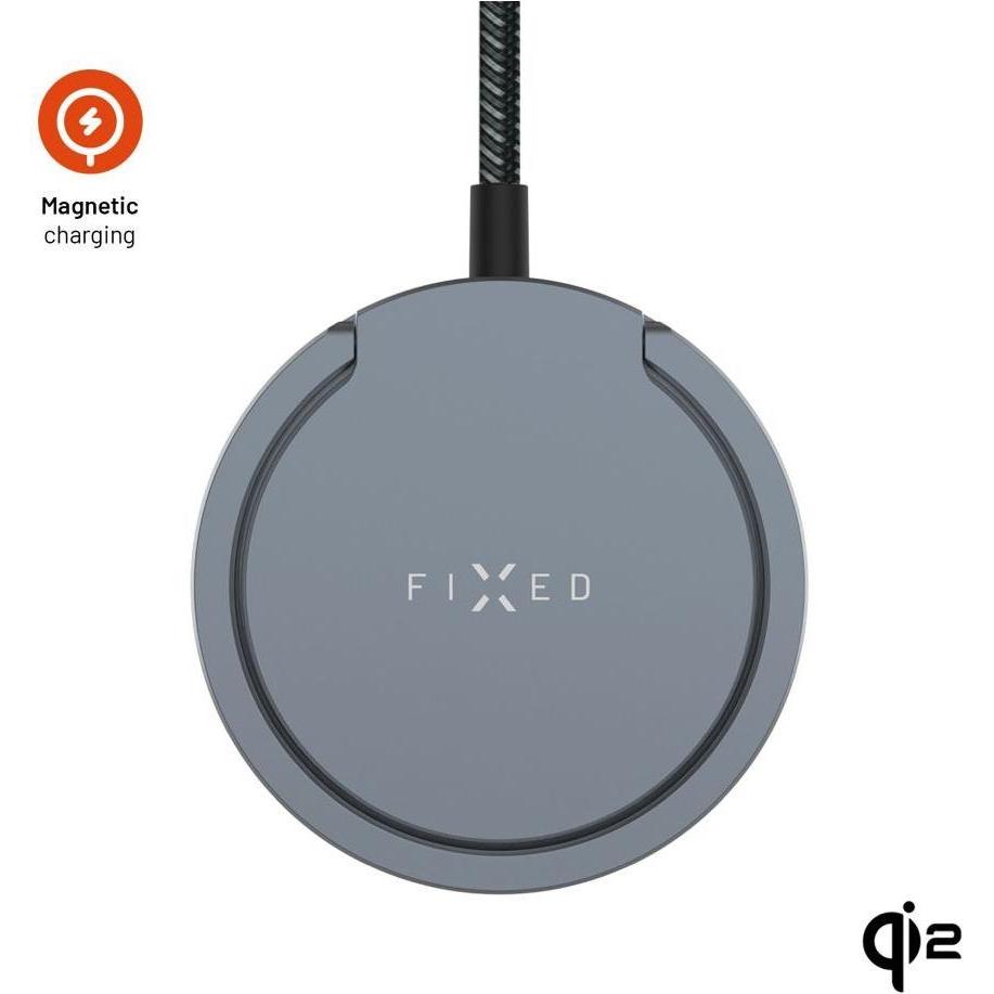 Fixed Drahtloses Ladegerät mit Magsafe Support, Grau (15 W), Caricabatteria senza fili, Grigio