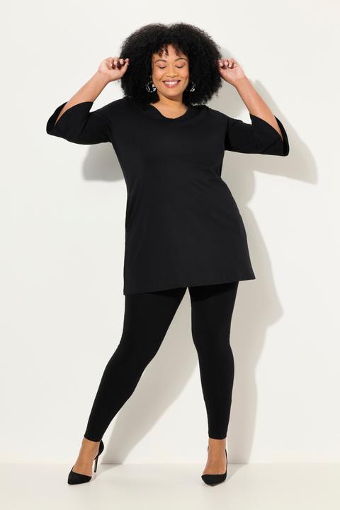 Actual product image Ulla Popken V-Neck Tulip Sleeve Knit A-line Pocket Tunic (50, 52)