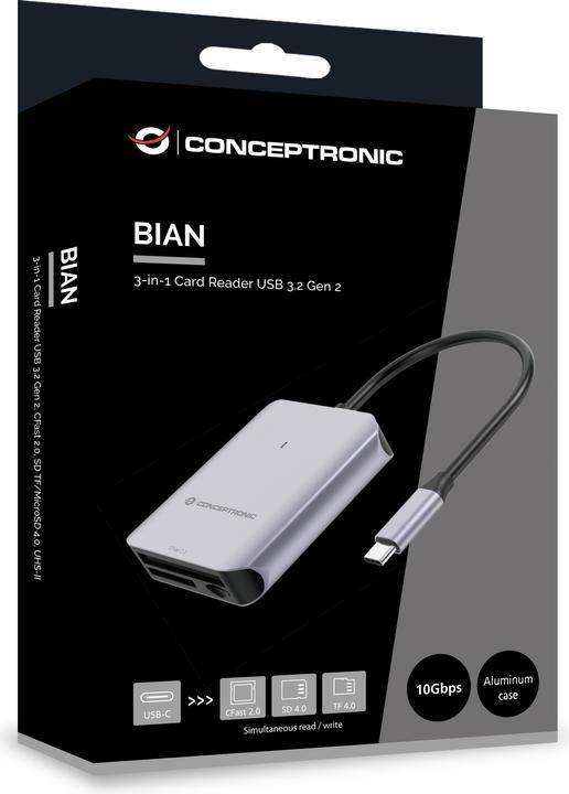 Actual product image Conceptronic Card Reader USB 3.2 Gen2 CFast SD/TF 4.0 UHS-II (USB 3.2 Gen 2)