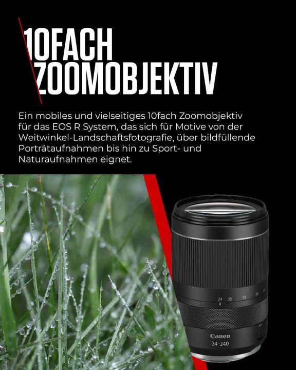 Image du produit Canon RF 24-240mm f/4.0-6.3 IS USM (EU) (Canon RF, Plein format)