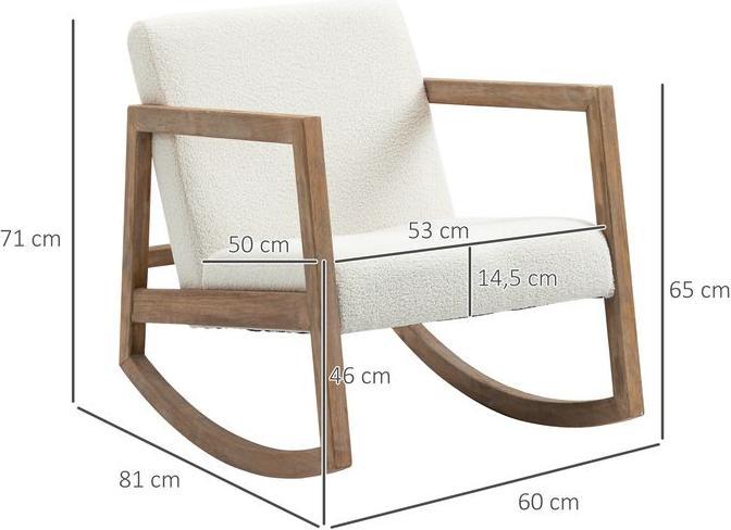 Produktbild Swisshandel24 Schaukelstuhl mit Holzrahmen gepolstert Relax Stuhl Wohnzimmersessel Lounge mit gepolsterter Sitzflä