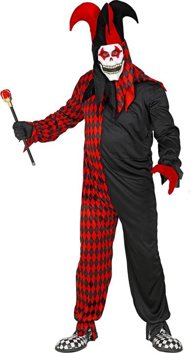 Actual product image Widmann Evil harlequin with overalls, mask with hood and hat (S)